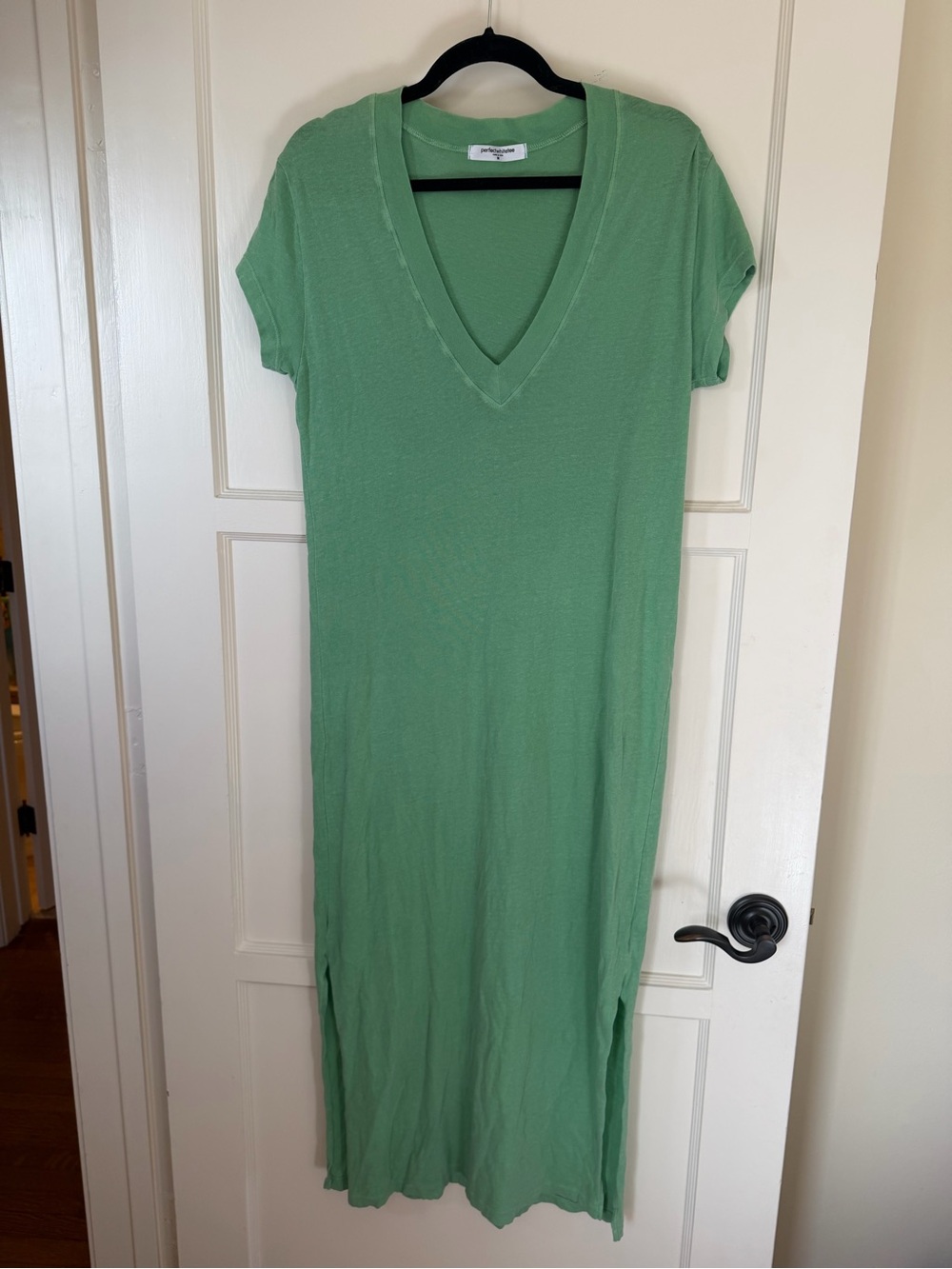 perfectwhitetee Light Green V-neck Tee dress
